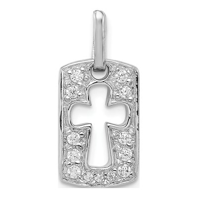 Sterling Silver CZ Open Cross Faith Charm