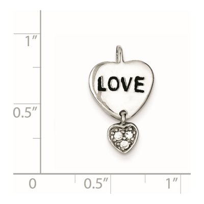 Sterling Silver CZ Love Heart Pendant – view 2