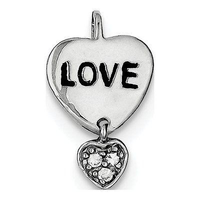 Sterling Silver CZ Love Heart Pendant