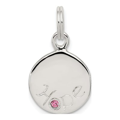 Sterling Silver CZ Hope Disc Charm