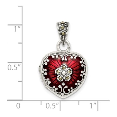 Sterling Silver Marcasite Heart Locket – view 6