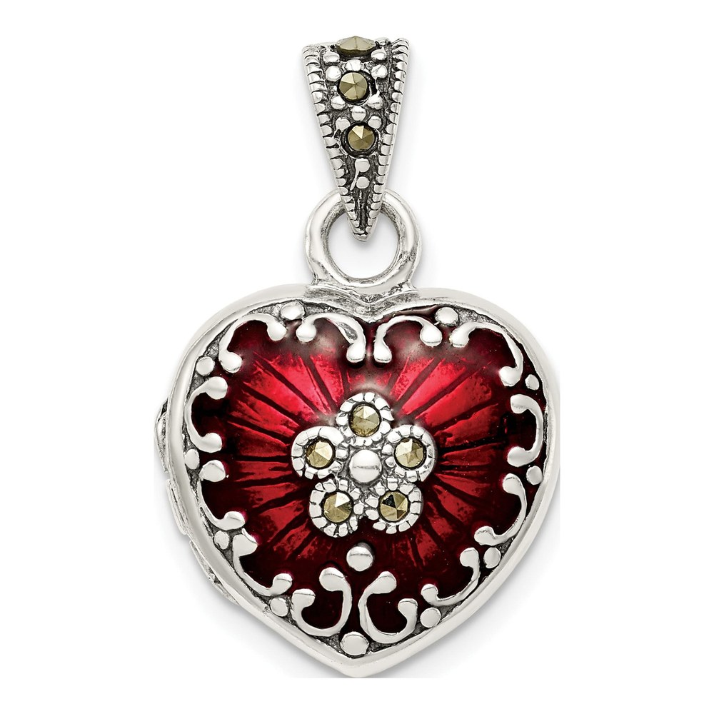 Sterling Silver Marcasite Heart Locket