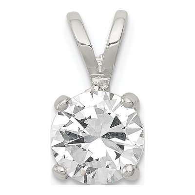 Sterling Silver CZ Round Pendant