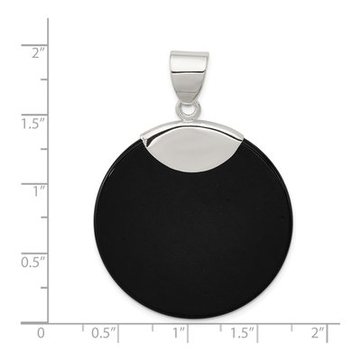 Sterling Silver Onyx Round Pendant – view 4