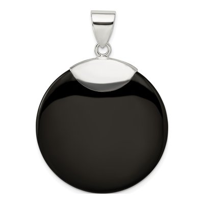 Sterling Silver Onyx Round Pendant – view 5
