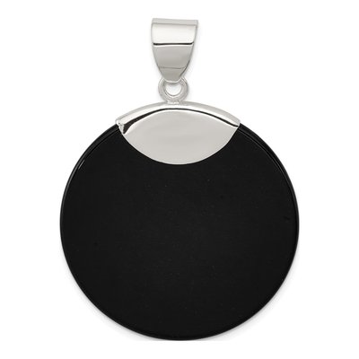 Sterling Silver Onyx Round Pendant