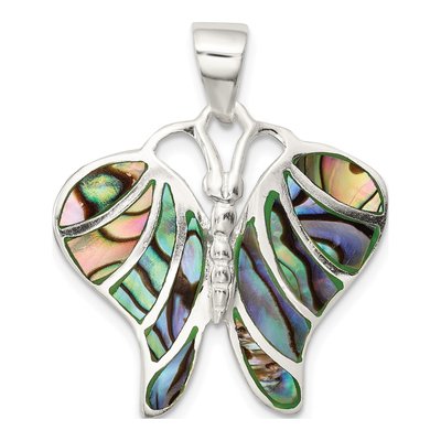 Sterling Silver Abalone Butterfly Pendant