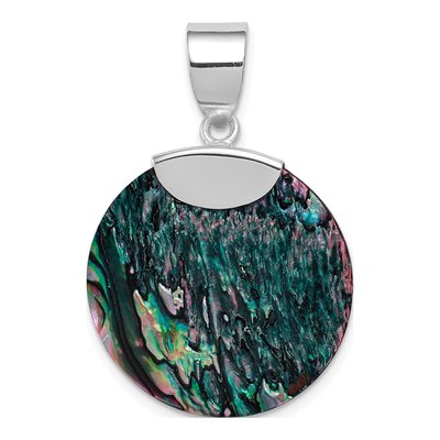 Sterling Silver Round Abalone Pendant – view 4