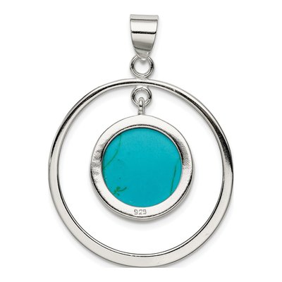 Sterling Silver Turquoise Circle Pendant – view 5