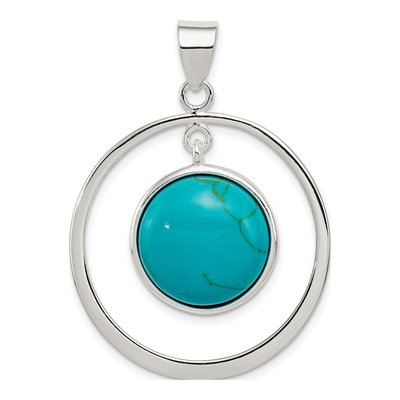 Sterling Silver Turquoise Circle Pendant