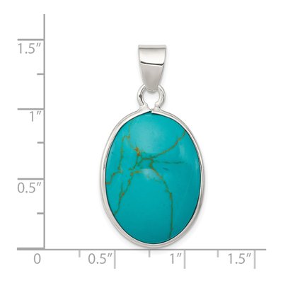 Sterling Silver Turquoise Oval Pendant – view 4
