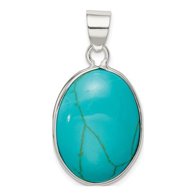 Sterling Silver Turquoise Oval Pendant – view 5