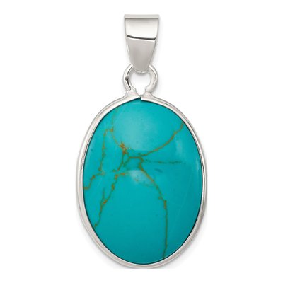 Sterling Silver Turquoise Oval Pendant