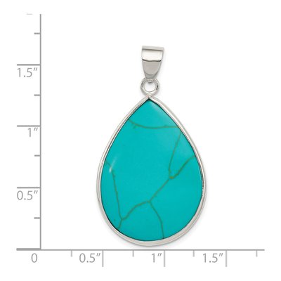 Sterling Silver Turquoise Teardrop Pendant – view 4