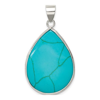 Sterling Silver Turquoise Teardrop Pendant – view 5