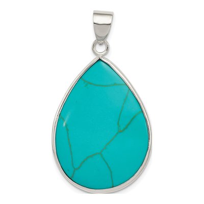 Sterling Silver Turquoise Teardrop Pendant