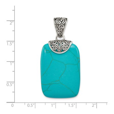 Sterling Silver Turquoise Antiqued Pendant – view 4