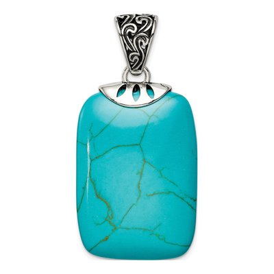 Sterling Silver Turquoise Antiqued Pendant – view 5