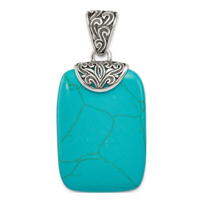 Sterling Silver Turquoise Antiqued Pendant