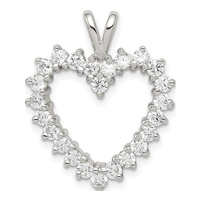 Sterling Silver CZ Heart Pendant