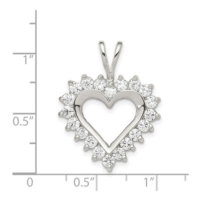 Sterling Silver CZ Open Heart Pendant – view 4