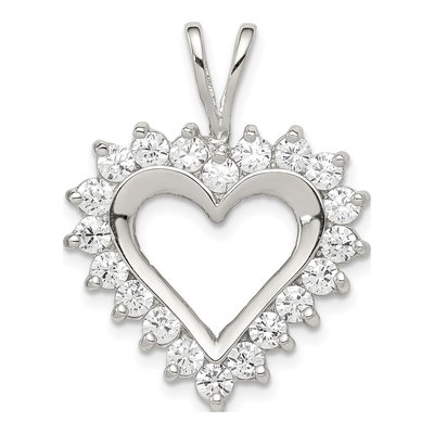 Sterling Silver CZ Open Heart Pendant