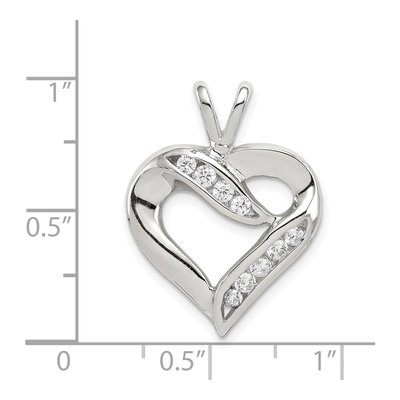 Sterling Silver CZ Heart Pendant – view 4