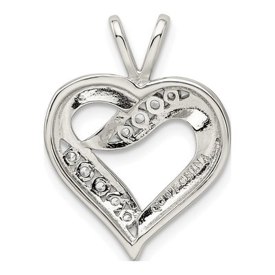 Sterling Silver CZ Heart Pendant – view 5