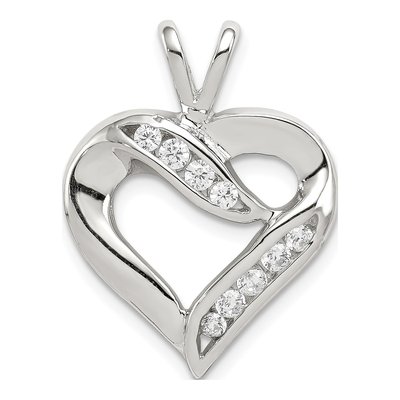 Sterling Silver CZ Heart Pendant