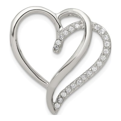 Sterling Silver CZ Heart Pendant