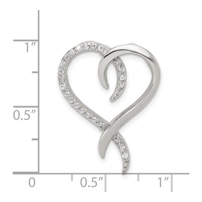 Sterling Silver CZ Heart Slide Pendant – view 4