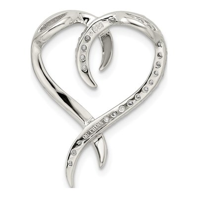 Sterling Silver CZ Heart Slide Pendant – view 5