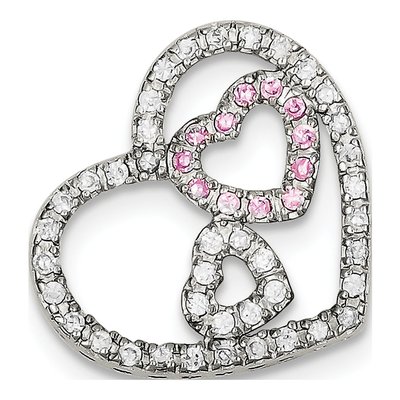 Sterling Silver CZ Heart Pendant
