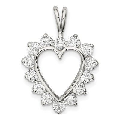 Sterling Silver CZ Heart Pendant