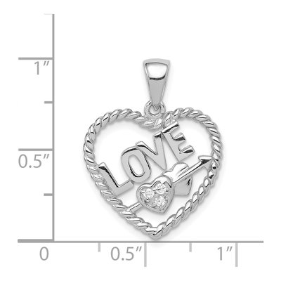 Sterling Silver CZ Heart Pendant – view 4