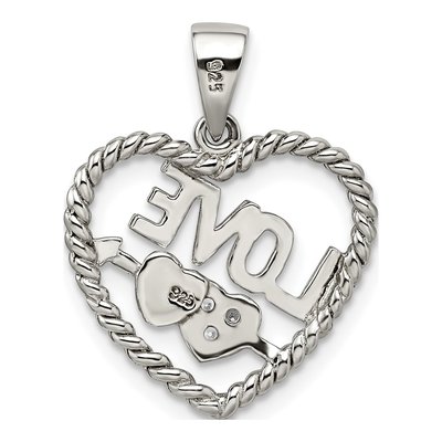 Sterling Silver CZ Heart Pendant – view 5