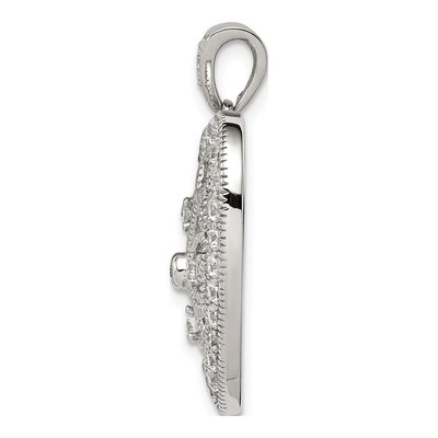 Sterling Silver CZ Filigree Heart Pendant – view 3