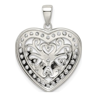 Sterling Silver CZ Filigree Heart Pendant – view 5