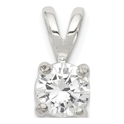 Sterling Silver CZ Round Pendant