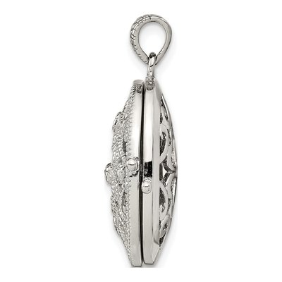 Sterling Silver CZ Filigree Oval Locket – view 3