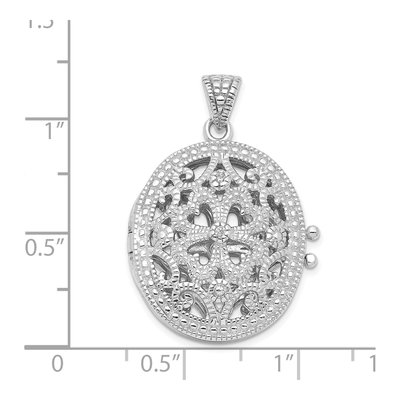 Sterling Silver CZ Filigree Oval Locket – view 4