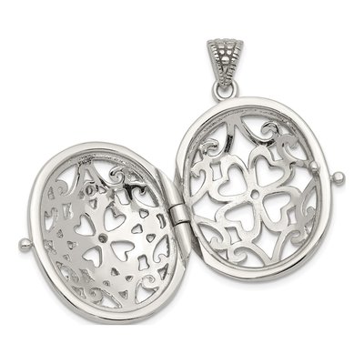Sterling Silver CZ Filigree Oval Locket – view 6