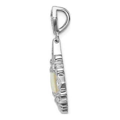 Sterling Silver Lab-Created Opal & CZ Pendant – view 3