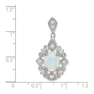 Sterling Silver Lab-Created Opal & CZ Pendant – view 4