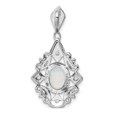 Sterling Silver Lab-Created Opal & CZ Pendant – view 5