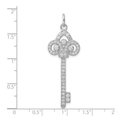 Sterling Silver CZ Key Pendant – view 4