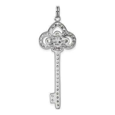 Sterling Silver CZ Key Pendant – view 5