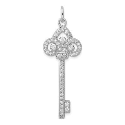 Sterling Silver CZ Key Pendant