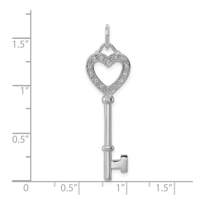 Sterling Silver CZ Heart Key Pendant – view 4