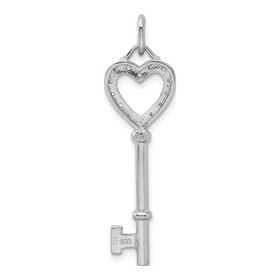 Sterling Silver CZ Heart Key Pendant – view 5